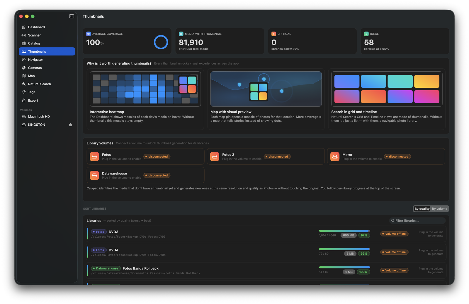 Calypso Photo — Thumbnails screen